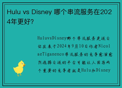 Hulu vs Disney 哪个串流服务在2024年更好？